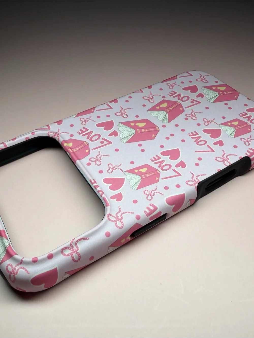 Iphone 17 pro phone case with hand drawn bookish design. Love books